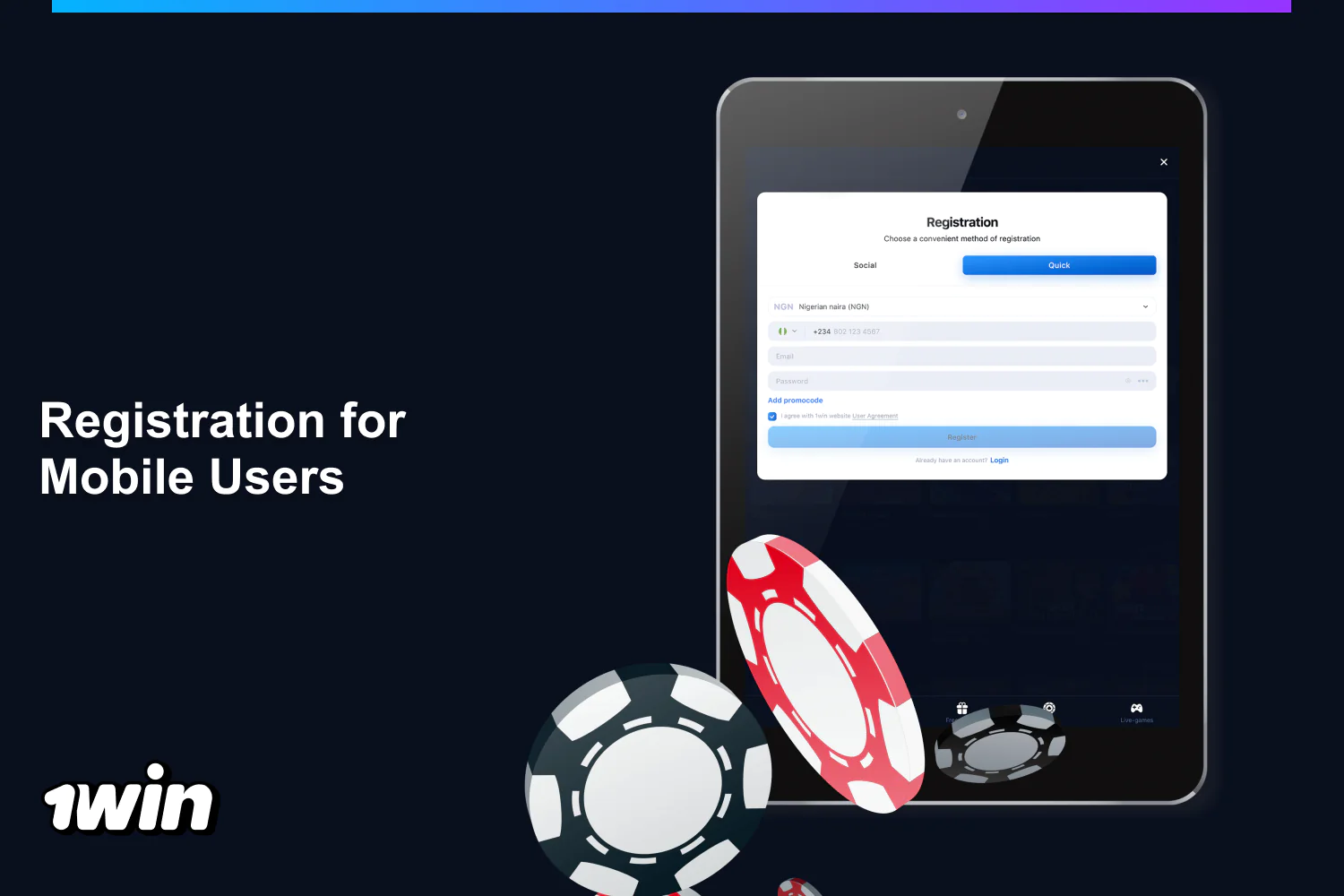 Registering for the 1 win Nigeria app is a simple process that can be done easily