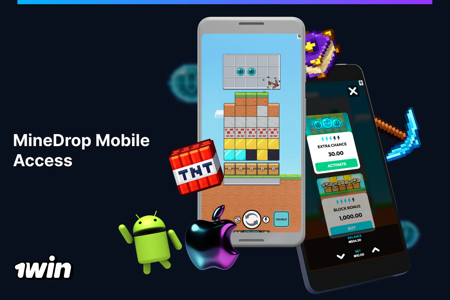 The 1win mobile app provides seamless access to MineDrop from Android or iOS devices