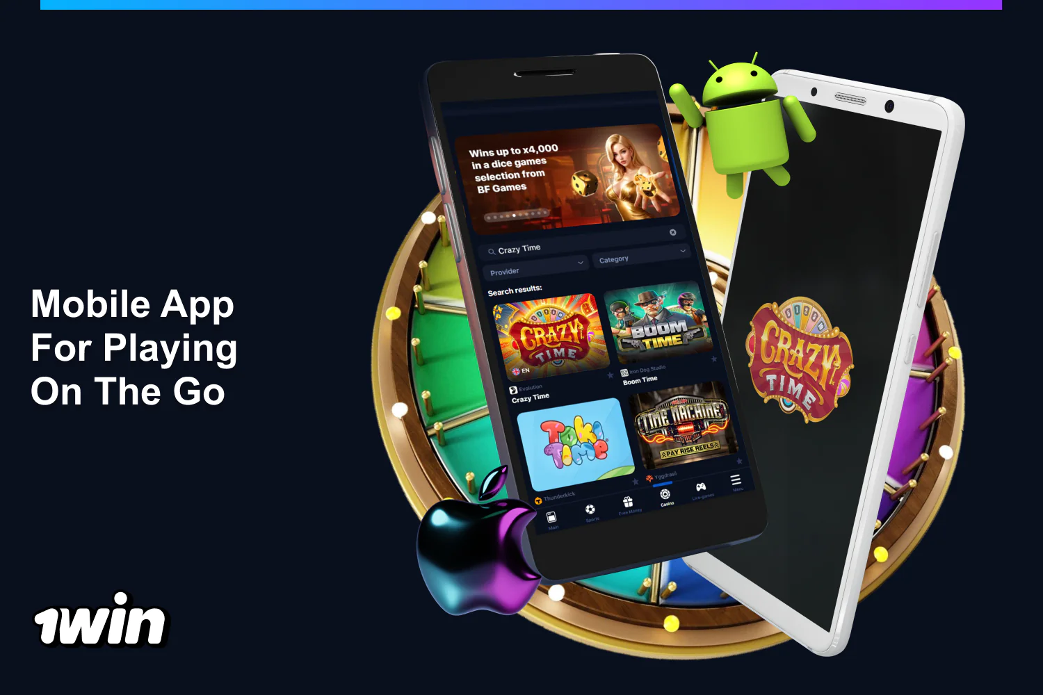 Nigerian players can use the free 1win app to play Crazy Time