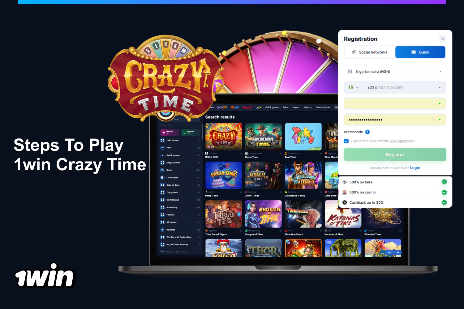 Detailed guide on how to start playing online at 1win Crazy Time in Nigeria